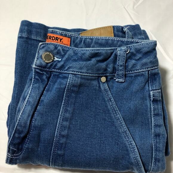 Superdry womens 26 wide leg cargo utility cropped jeans baggy pockets light wash - Picture 15 of 15